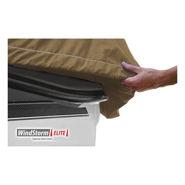 Boat Cover V HULL FISHING Center Console, Low Or No Bow Rails Inboard 18ft 6in L 96in W Khaki